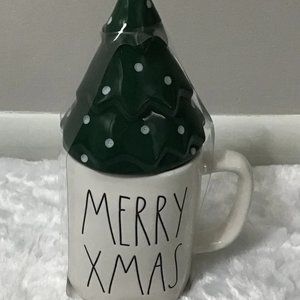 Authentic RAE DUNN Merry XMAS Mug - Mug with Cover - Canister Jar